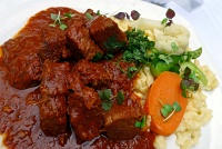  Beef goulash with spaetzle at Ratskeller, Munich