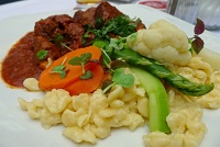  Beef goulash with spaetzle at Ratskeller, Munich