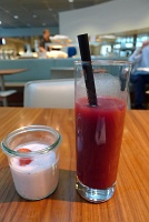  Forest fruit smoothie with honey strawberry yogurt at Lufthansa Senator Lounge, Munich