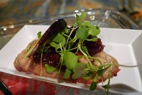 Veal Sweetbreads with red onion fig habanero jam and micro arugula