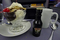  Ice cream with hot fudge, nuts, whipped cream and cherries with Bailey's and coffee - IAH-FRA