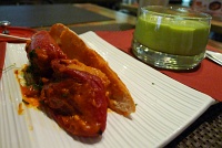  Pincho de pimiento del piquillo relleno de merluza confitada y salsa vizcaina (pincho peppers stuffed with poached hake and garlic sauce), Madrid
