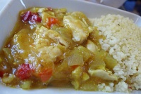  Pollo al curry con cous cous (chicken curry with cous cous) - Renfe AVE First Class cabin, Sevilla-Madrid