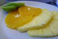  Fresh seasonal fruit (kiwi, orange, and pineapple), MAD-FRA