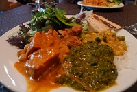  Chicken tikka masala and saag paneer with naan at Rama Restaurant