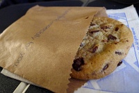  Freshly baked chocolate chip cookied on United Airlines