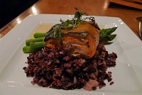  Miso Glazed Pacific Salmon with grilled asparagus, Hawaiian fried rice & yuzu emulsion - Tonga Room, Fairmont San Francisco Hotel