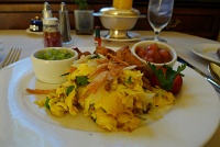  Misson migas (scrambled Red Hills free range eggs, jalapeño cheddar, chorizo, crisp tortilla, guacamole) - Fairmont San Francisco Hotel