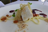  Frozen Banana Mousse with dry peanut butter, white chocolate, and huckleberry coulis at 