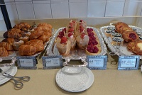  Croissants, strawberry & cream cheese muffins, raspberry petits fours, and assorted danishes at Universal Studios Hollywood VIP Lounge
