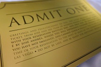  Golden ticket, provided to each guest upon successfully making reservation