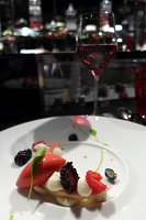  Les baies rouges: Mixed berries, vanilla cream, chiffon cake and raspberry sorbet, with Brachetto d'Acqui, Giacomo Bologna 