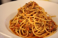  Bellagio room service: Spaghetti bolognese