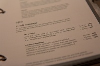  Massage menu