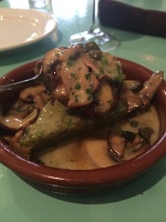  Cape Sante alla Griglia (grilled u-10 scallop wrapped in prosciutto, grilled red swiss chard polenta, mushroom caper & white wine sauce) at Giacomo's