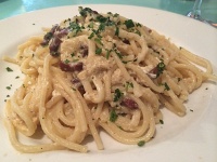  Spaghetti alla Carbonara (extra virgin olive oil, crispy cured pork jowl, pecorino romano, free range egg, black pepper) at Giacomo's