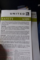  Safety Card, United Airbus A320