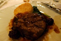  Filetto di Manzo Piemontese (Beef Tenderloin over Risotto Ricotta Cake and Farmers Spinach with Balsamic Demi-Glace), Ristorante Cavour