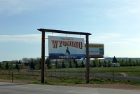 Welcome sign, Wyoming state line