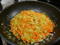 P1020984  Carrots, celery and onions finished sauteeing..