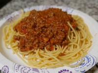 P1030021  Sauce on spaghetti